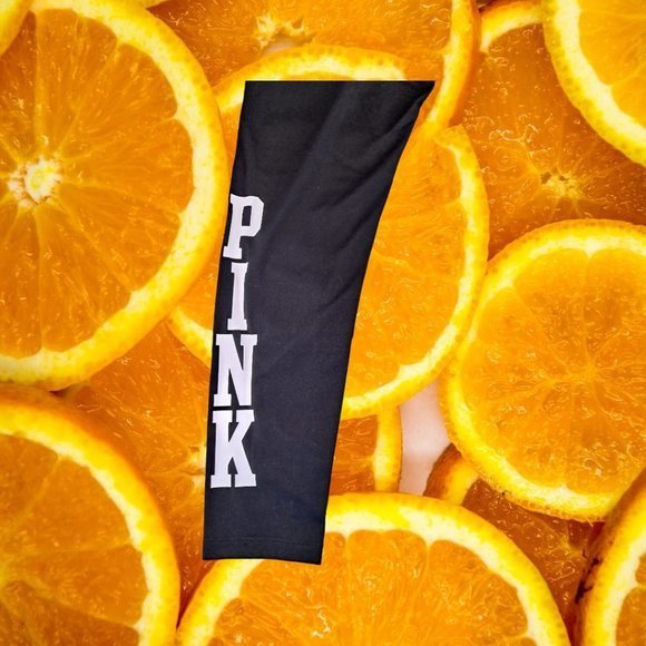 BLACK Pink Leggings Size Small w/ Pink on‎ the Side - Picture 2 of 5